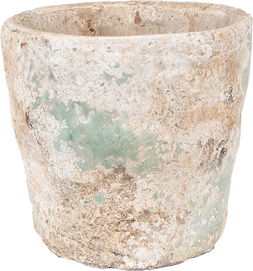 Clayre & Eef Bloempot Ø 11x11 cm Beige Groen Terracotta