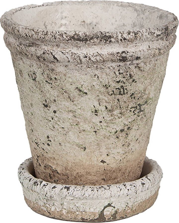 Clayre & Eef Bloempot Ø 11x12 cm Beige Steen Plantenpot