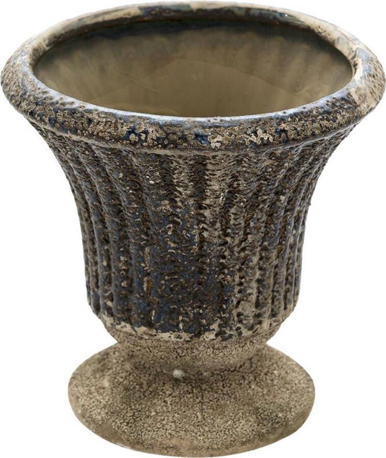Clayre & Eef Bloempot 13 cm Grijs Keramiek Rond Bloempot binnen