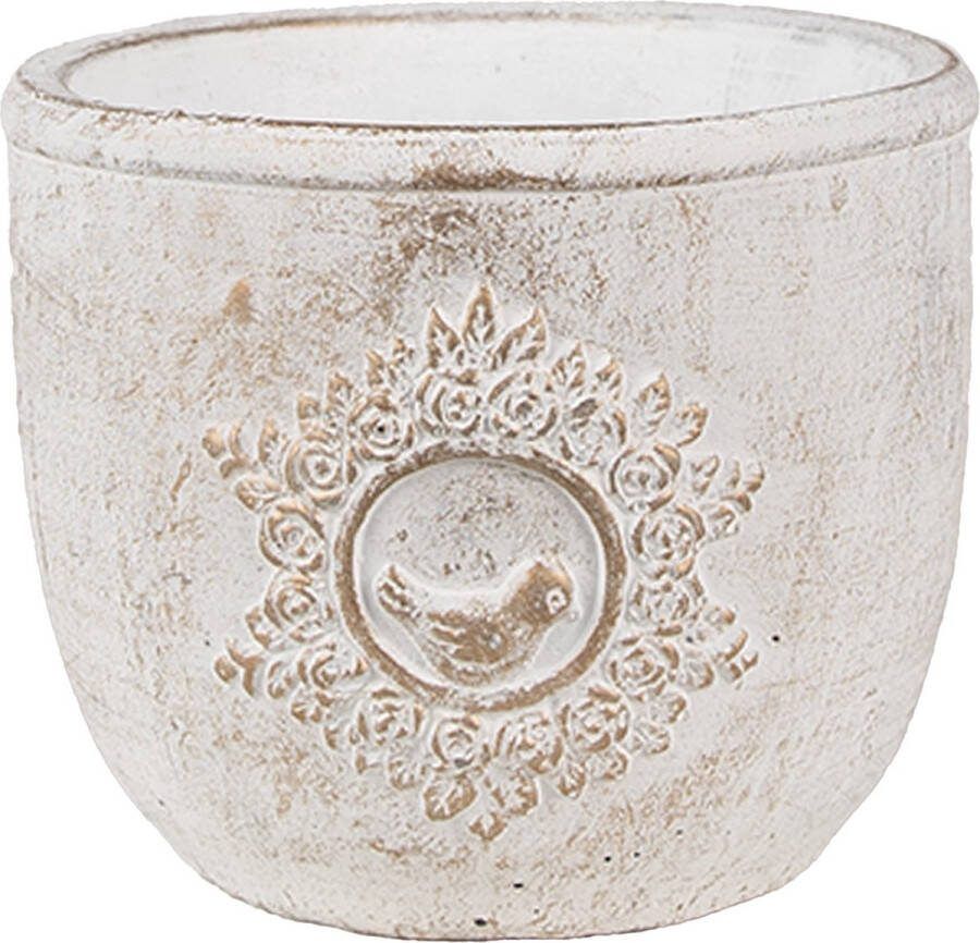 Clayre & Eef Bloempot Ø 13x11 cm Wit Steen