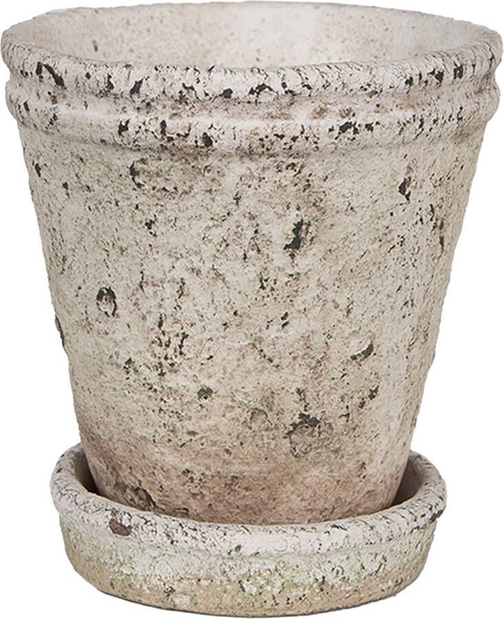 Clayre & Eef Bloempot Ø 13x14 cm Beige Steen Plantenpot
