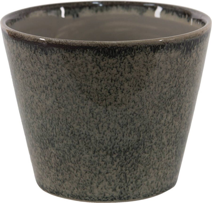 Clayre & Eef Bloempot Ø 14*13 cm Groen Keramiek Rond Bloempot binnen Plantenpot Plant pot