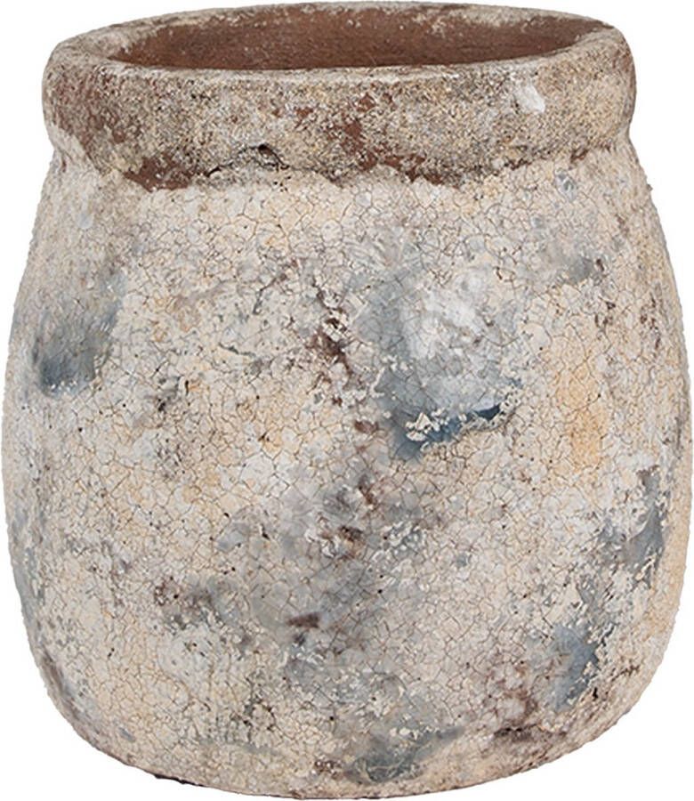 Clayre & Eef Bloempot Ø 14x14 cm Beige Blauw Terracotta