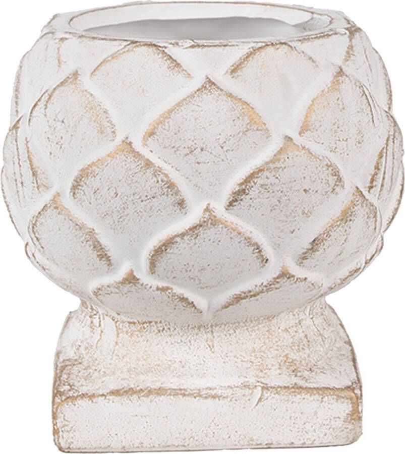 Clayre & Eef Bloempot Ø 14x14 cm Wit Steen