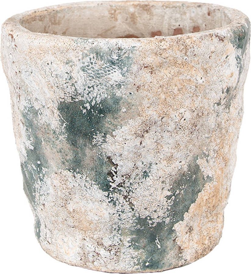 Clayre & Eef Bloempot Ø 16x15 cm Beige Groen Terracotta