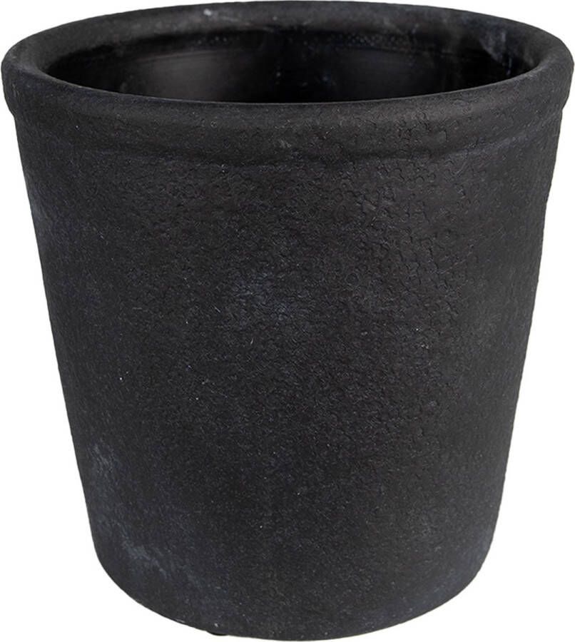 Clayre & Eef Bloempot Ø 16x16 Cm Grijs Keramiek Bloempot Binnen Plantenpot Plant Pot Grijs Bloempot Binnen Plantenpot