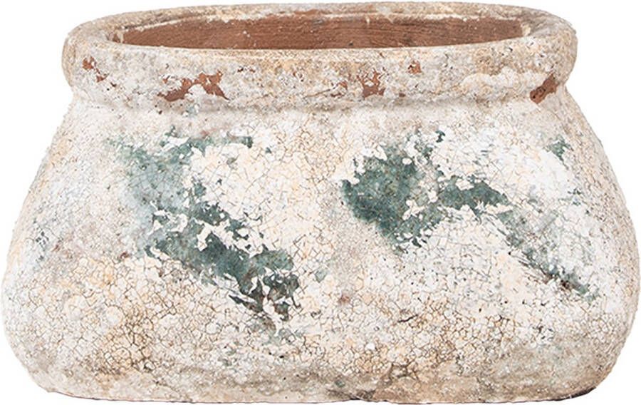 Clayre & Eef Bloempot 17x13x9 cm Beige Groen Terracotta