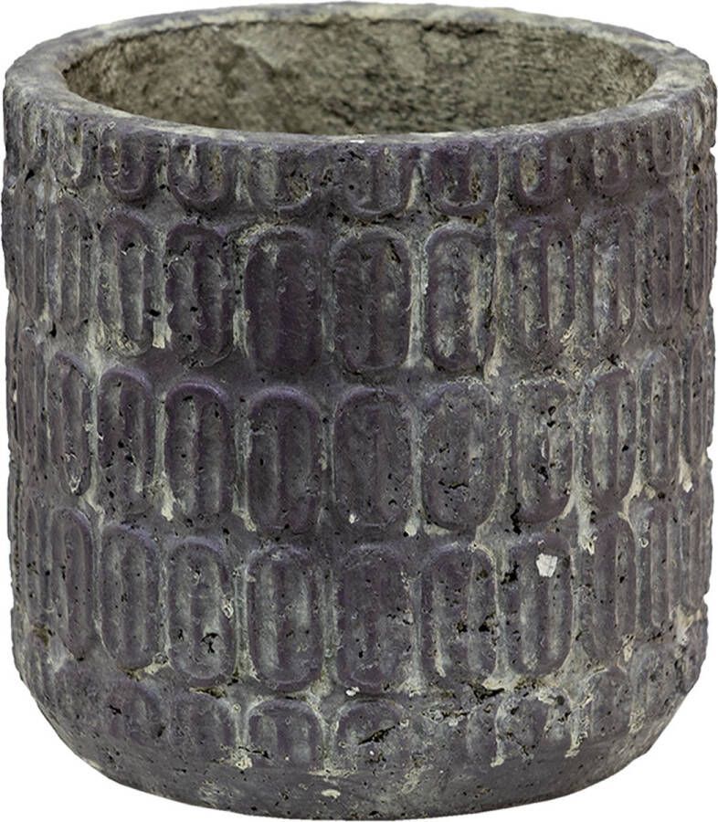 Clayre & Eef Bloempot Ø 17*16 cm Grijs Groen Beton Rond Bloempot binnen Plantenpot Plant pot