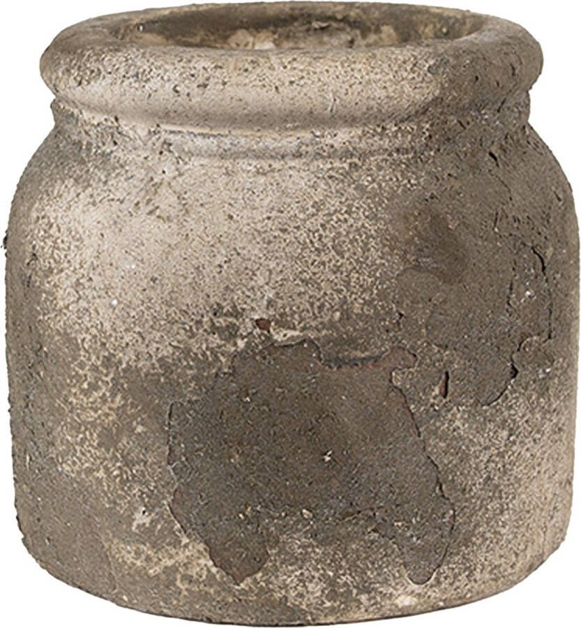 Clayre & Eef Bloempot Ø 17x16 cm Grijs Beige Terracotta