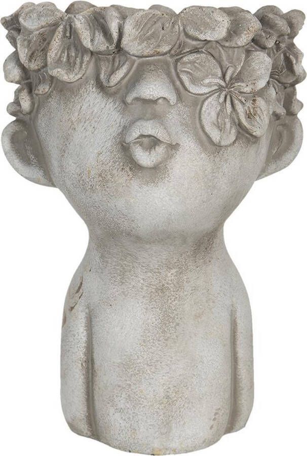 Clayre & Eef Bloempot 17x17x25 cm Grijs Steen Bloempot binnen