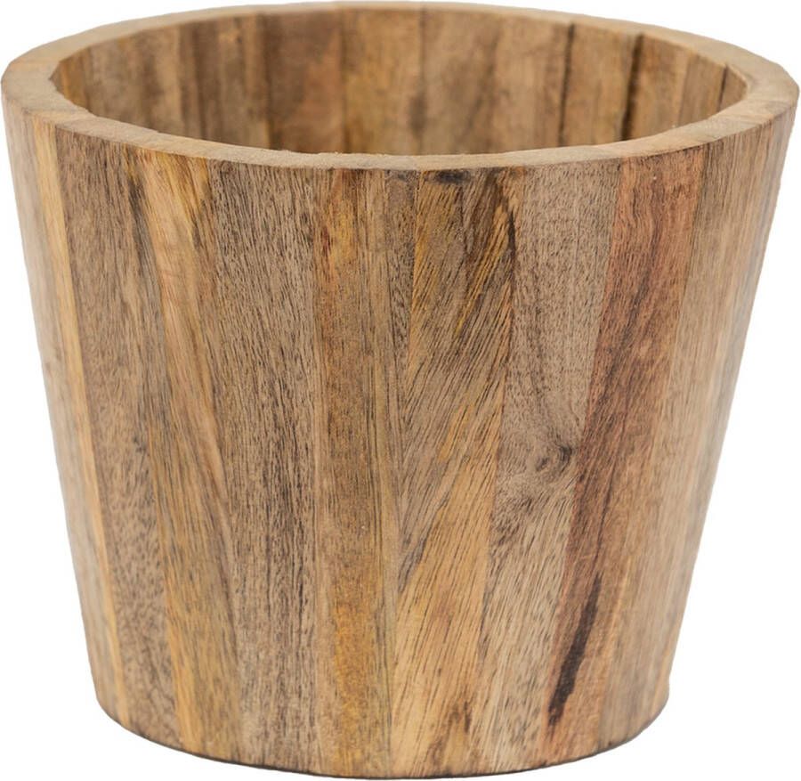 Clayre & Eef Bloempot Ø 19x16 Cm Bruin Hout Bloempot Binnen Plantenpot Plant Pot Bruin Bloempot Binnen Plantenpot