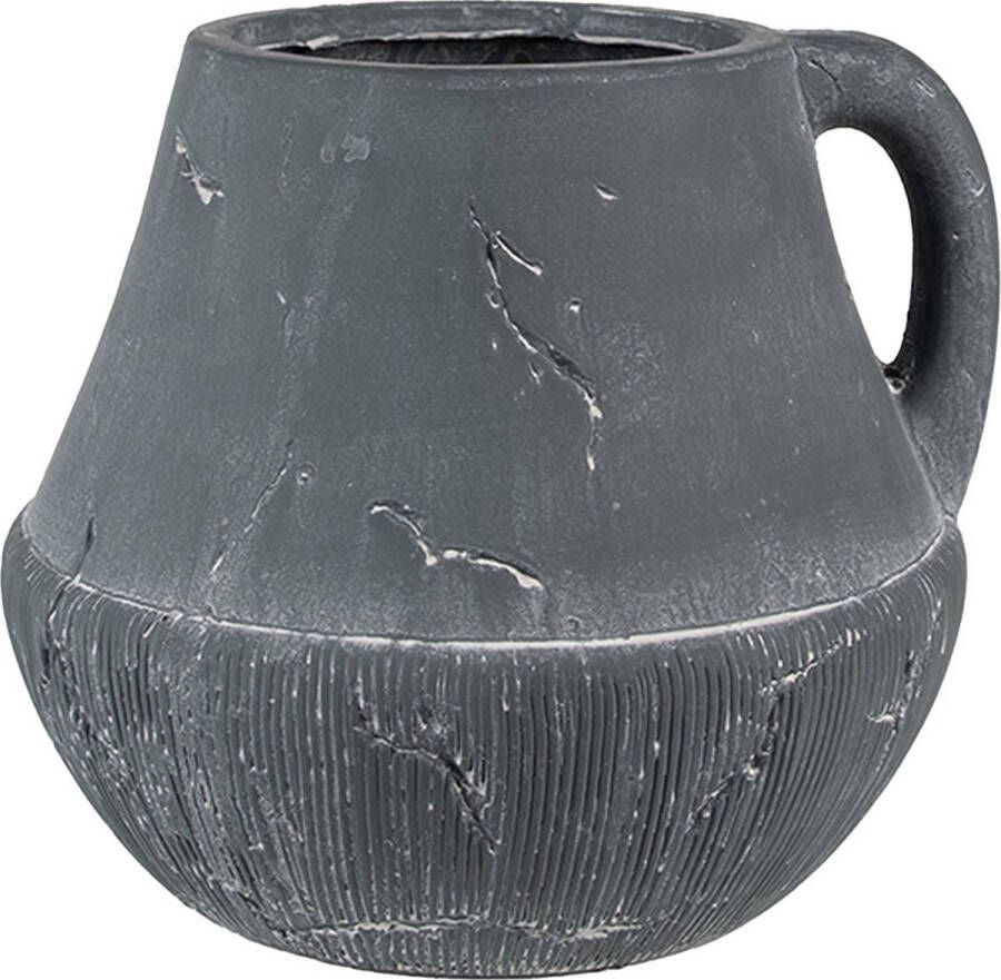 Clayre & Eef Bloempot 19x19x17 cm Grijs Steen Woondecoratie
