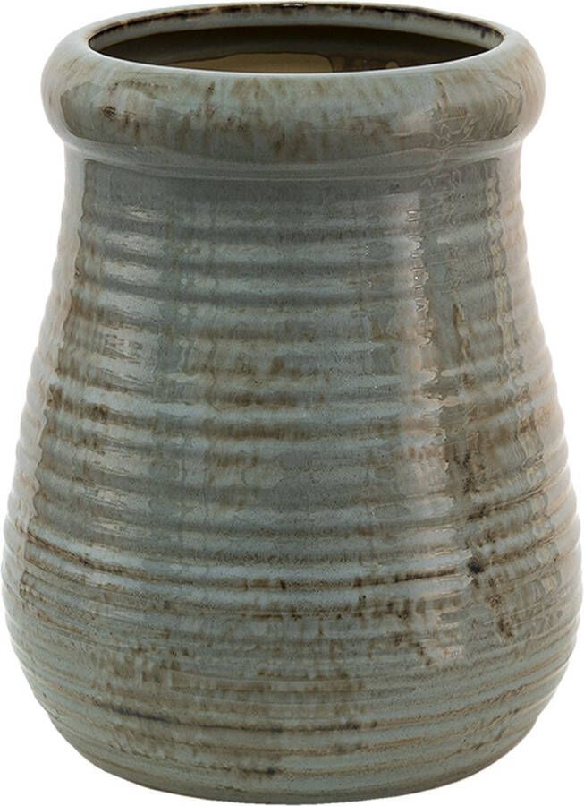 Clayre & Eef Bloempot Ø 19x24 cm Grijs Bruin Keramiek Rond Bloempot binnen