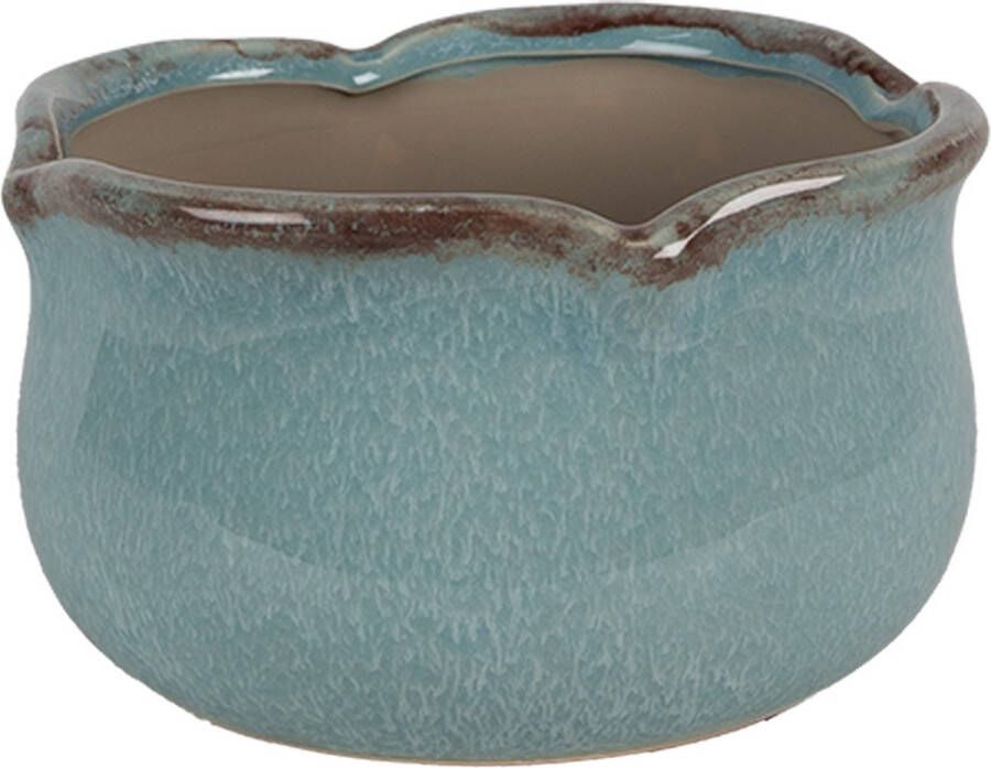 Clayre & Eef Bloempot Ø 20x11 cm Blauw Keramiek Plantenpot