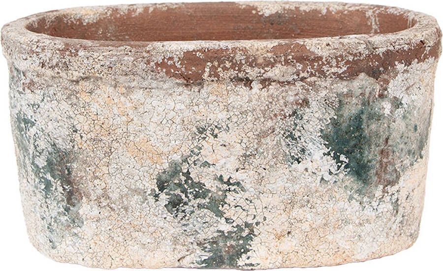 Clayre & Eef Bloempot 20x11x10 cm Beige Groen Terracotta