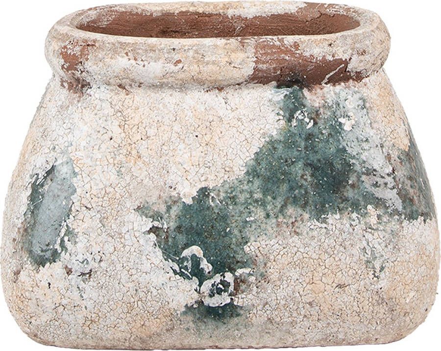 Clayre & Eef Bloempot 20x14x13 cm Beige Groen Terracotta