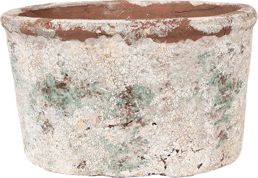 Clayre & Eef Bloempot 21x13x12 cm Beige Groen Terracotta