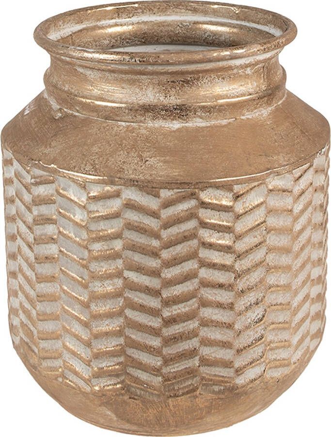 Clayre & Eef Bloempot Ø 21x23 cm Goudkleurig Metaal Bloempot binnen Metaal Pot Plant pot