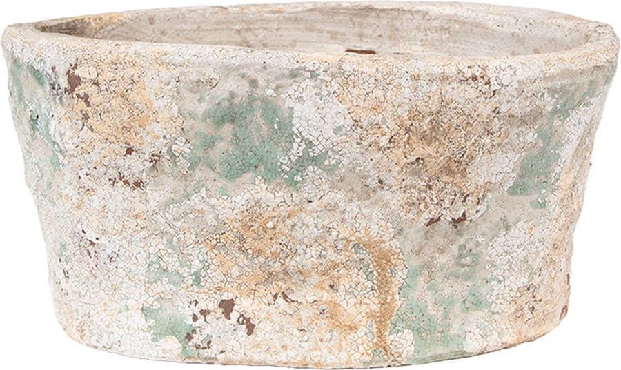 Clayre & Eef Bloempot 22x13x11 cm Beige Groen Terracotta