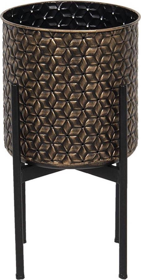 Clayre & Eef Bloempot Ø 23x42 Cm Bruin Ijzer Rond Bloempot Binnen Plantenpot Plant Pot Bruin Bloempot Binnen Plantenpot