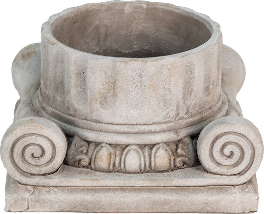 Clayre & Eef Bloempot 24x23x14 Cm Grijs Steen Rechthoek Bloempot Binnen Plantenpot Plant Pot Grijs Bloempot Binnen