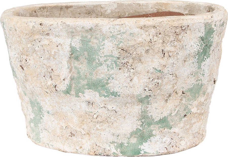 Clayre & Eef Bloempot 25x16x15 cm Beige Groen Terracotta