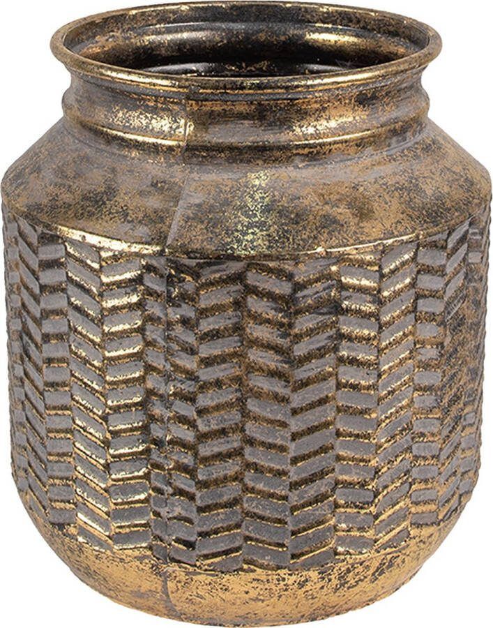 Clayre & Eef Bloempot Ø 25x26 cm Goudkleurig Metaal Bloempot binnen