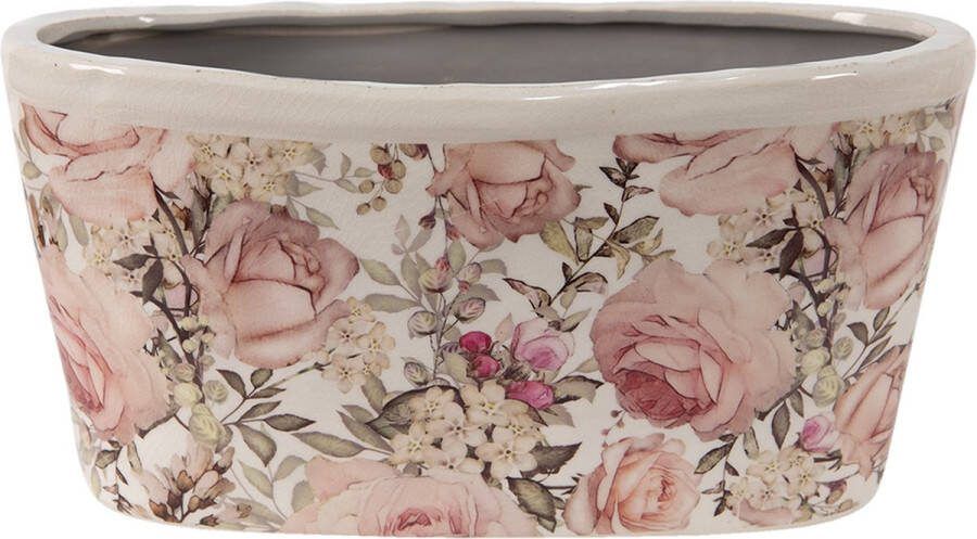 Clayre & Eef Bloempot 27x13x14 cm Roze Keramiek Bloemen Bloempot binnen
