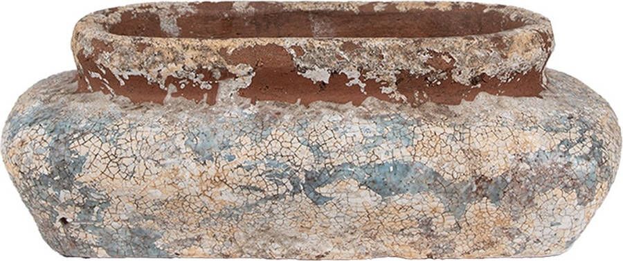 Clayre & Eef Bloempot 27x15x9 cm Beige Blauw Terracotta