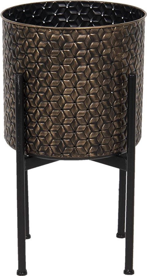 Clayre & Eef Bloempot Ø 27x51 Cm Bruin Ijzer Rond Bloempot Binnen Plantenpot Plant Pot Bruin Bloempot Binnen Plantenpot