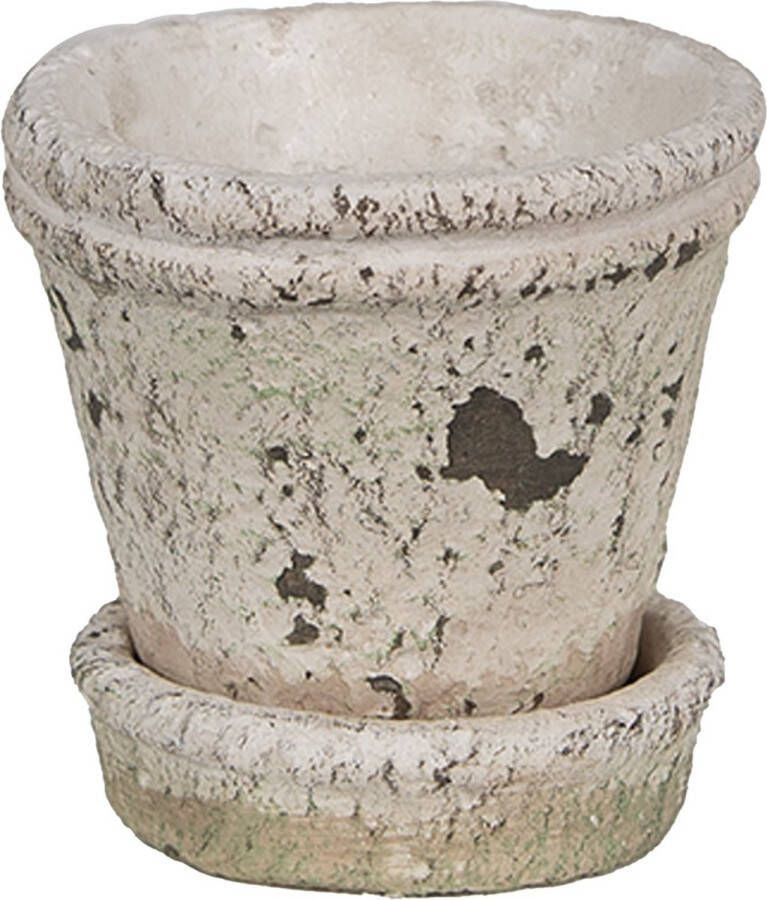 Clayre & Eef Bloempot Ø 9x9 cm Beige Steen Plantenpot