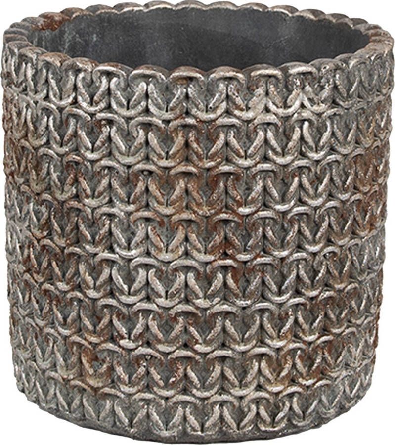 Clayre & Eef Bloempot Binnen Ø 11x12 cm Grijs Steen Plantenpot