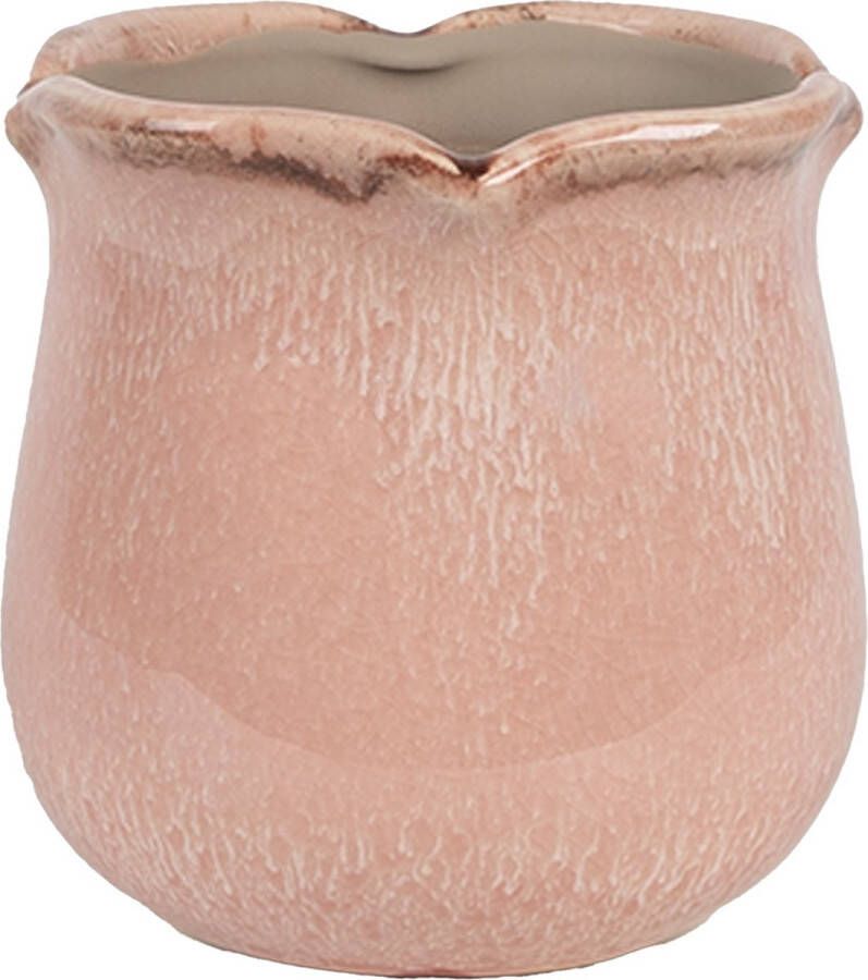 Clayre & Eef Bloempot Binnen Ø 12x12 cm Roze Keramiek Plantenpot