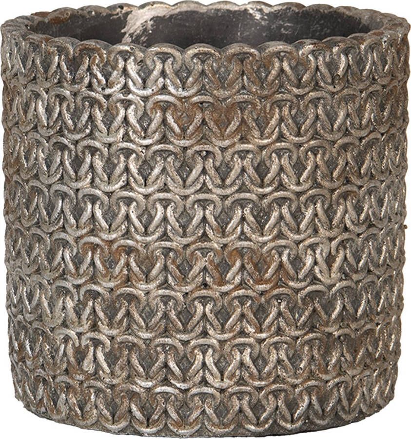 Clayre & Eef Bloempot Binnen Ø 15x14 cm Grijs Steen Plantenpot