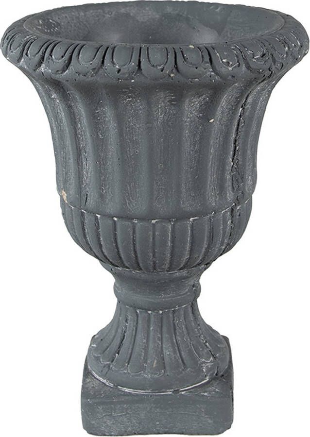 Clayre & Eef Bloempot Binnen Ø 15x20 cm Grijs Steen Plantenpot Decoratie Pot