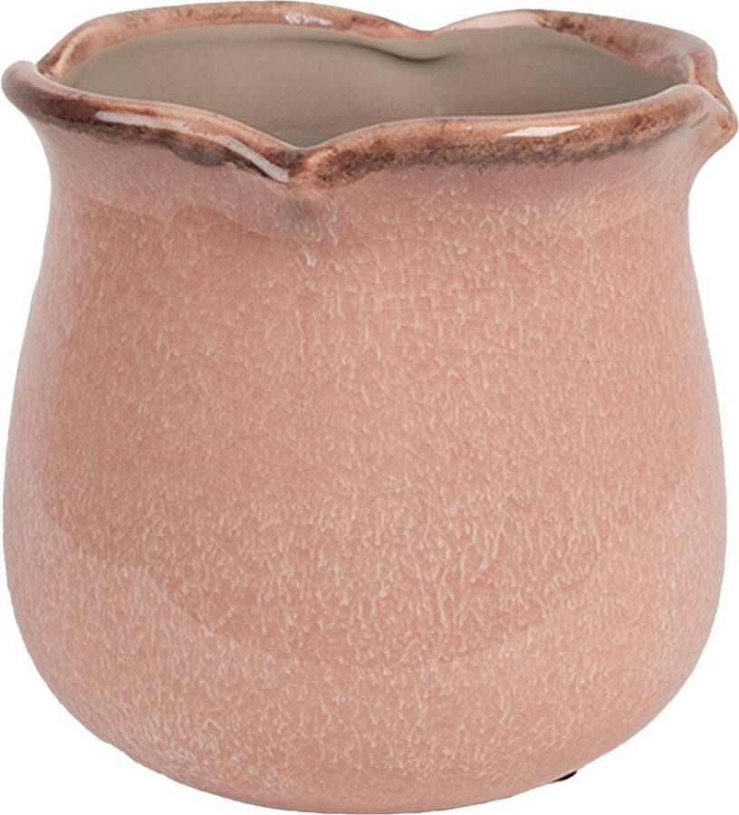 Clayre & Eef Bloempot Binnen Ø 16x15 cm Roze Keramiek Plantenpot