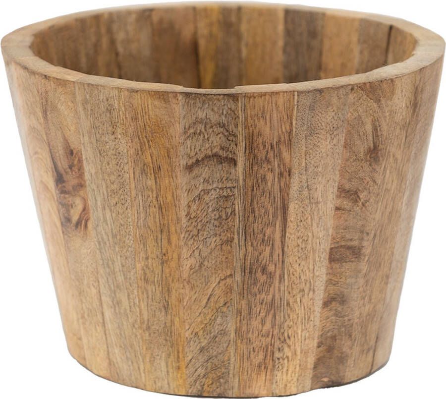 Clayre & Eef Bloempot Ø 18x13 Cm Bruin Hout Bloempot Binnen Plantenpot Plant Pot Bruin Bloempot Binnen Plantenpot