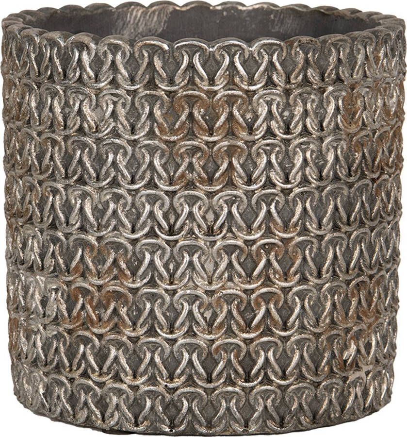 Clayre & Eef Bloempot Binnen Ø 18x17 cm Grijs Steen Plantenpot