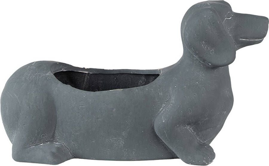 Clayre & Eef Bloempot Binnen Hond 30x12x16 cm Grijs Steen Plantenpot