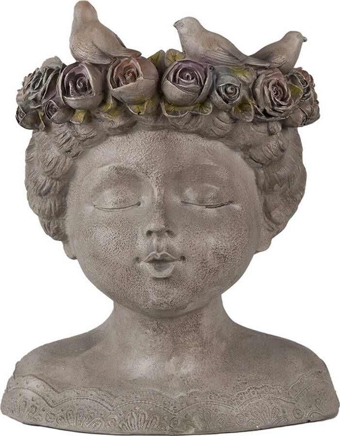 Clayre & Eef Bloempot Binnen Vrouw 26 cm Grijs Polyresin