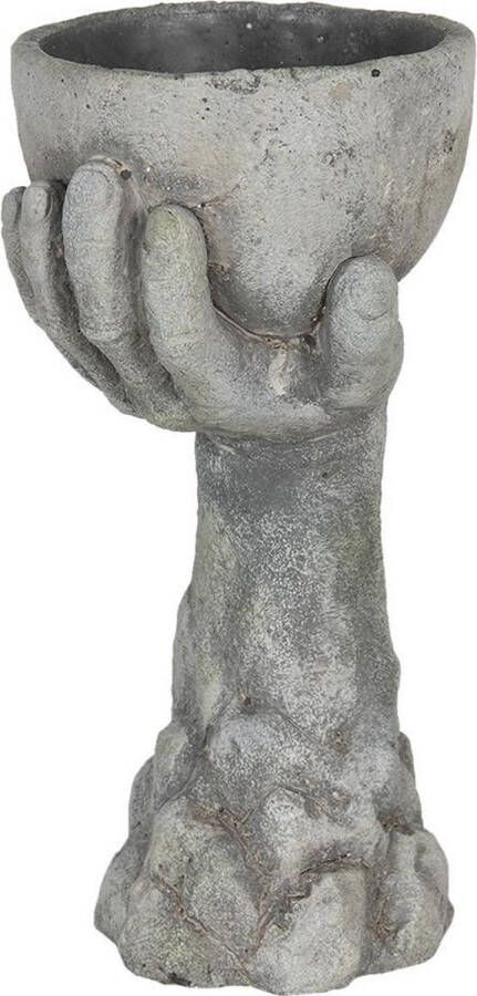 Clayre & Eef Bloempot Hand 15x14x30 cm Grijs Steen Bloempot binnen