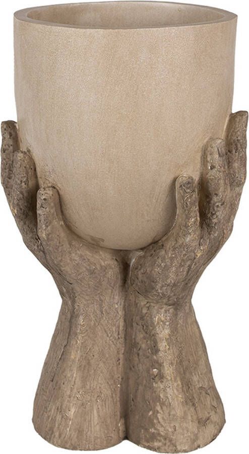 Clayre & Eef Bloempot Handen 37 cm Beige Polyresin Plantenpot