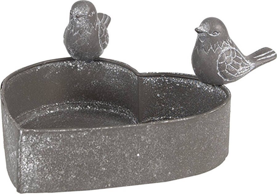 Clayre & Eef Bloempot Hart 14x12x7 cm Grijs IJzer Hartvormig Plantenhouder