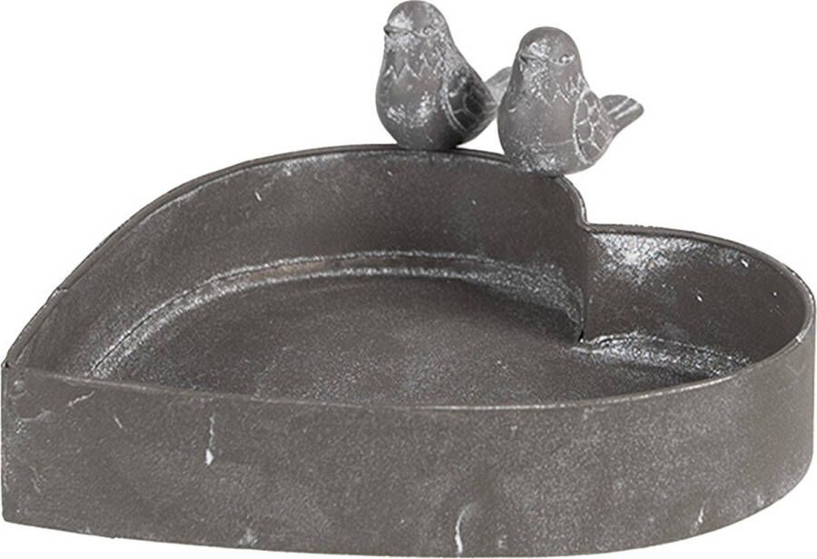 Clayre & Eef Bloempot Hart 19x17x7 cm Grijs IJzer Hartvormig Planthouder