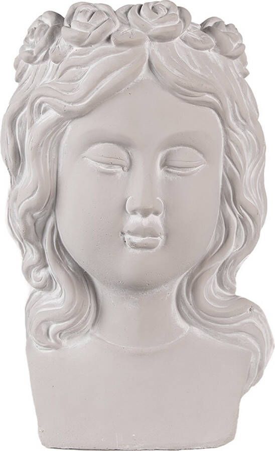 Clayre & Eef Bloempot Hoofd 20x17x30 cm Grijs Steen Woondecoratie