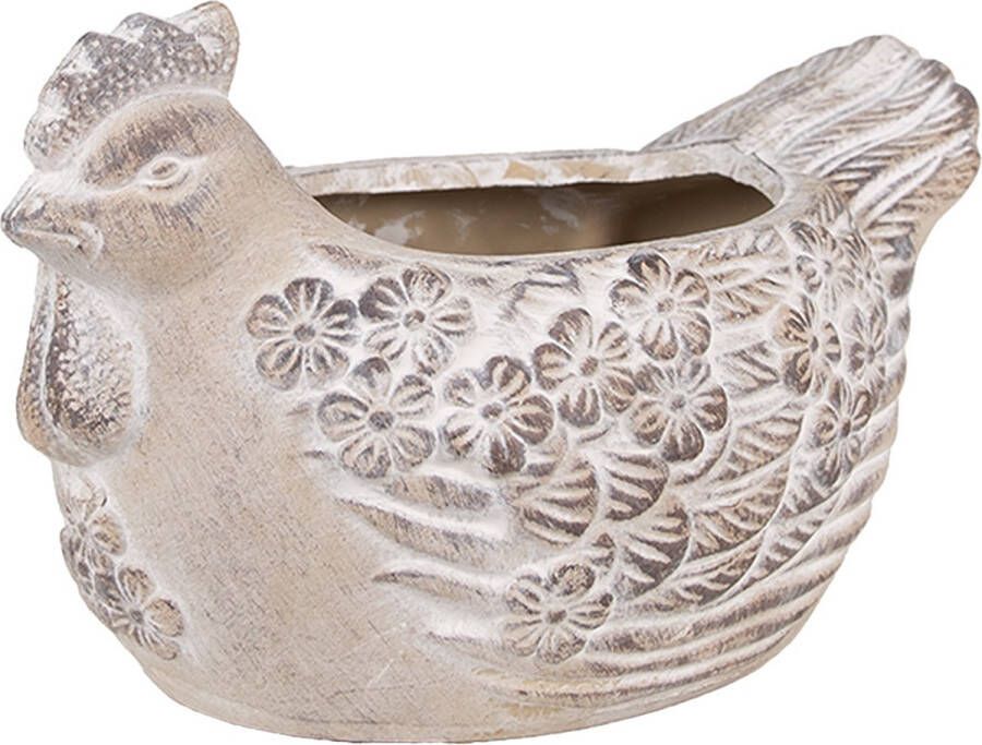 Clayre & Eef Bloempot Kip 21x14x13 cm Beige Steen