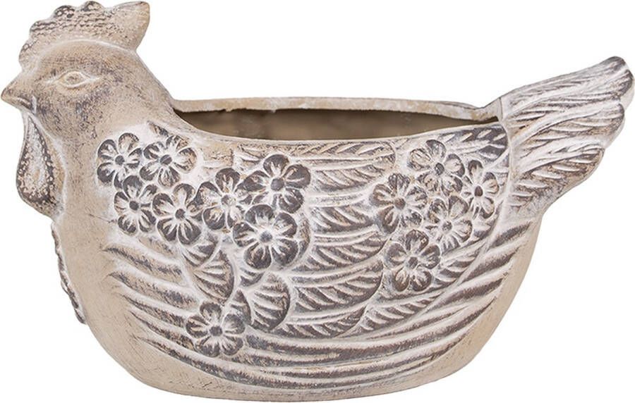 Clayre & Eef Bloempot Kip 26x16x15 cm Beige Steen