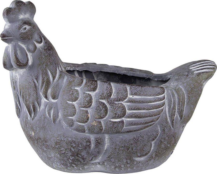 Clayre & Eef Bloempot Kip 29x17x23 cm Grijs Steen Woondecoratie