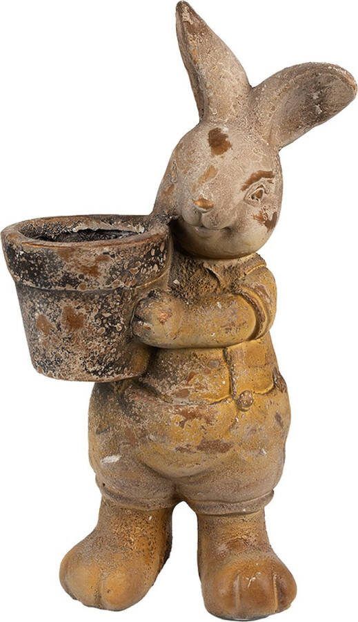 Clayre & Eef Bloempot Konijn 41 cm Bruin Keramisch materiaal Decoratie Beeld