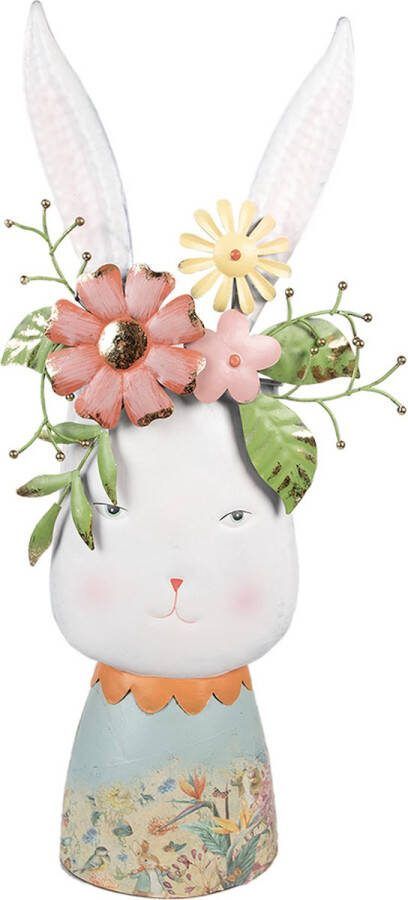 Clayre & Eef Bloempot Konijn 62 cm Wit IJzer Decoratie Beeld